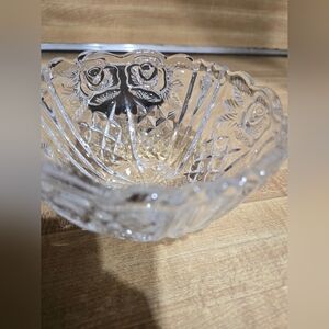 Oneida Crystal bowl with a 3" x 5" rose design is a beautiful and elegant piece